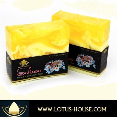 Lotus house sakura (cherry blossom) natural handmade soap (300g) / 3 bars - Thumbnail 1