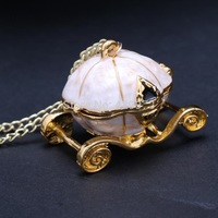 Sweet Pumpkin Carriage Necklace Cinderella Fairy Tale God-Mother Exquisite Pendant Necklace - Thumbnail 1