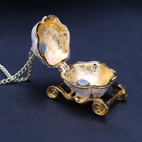 Sweet Pumpkin Carriage Necklace Cinderella Fairy Tale God-Mother Exquisite Pendant Necklace - Thumbnail 2