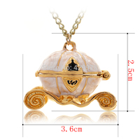 Sweet Pumpkin Carriage Necklace Cinderella Fairy Tale God-Mother Exquisite Pendant Necklace - Thumbnail 3
