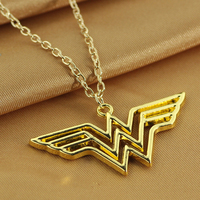 DC Wonder Woman Logo Pendant Necklace - Gold/Silver - Thumbnail 3