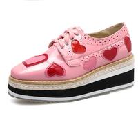 Pink / Black Heart Oxford Wedges Shoes - Thumbnail 1