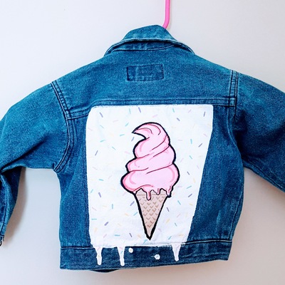 Ice cream hand painted denim jacket 