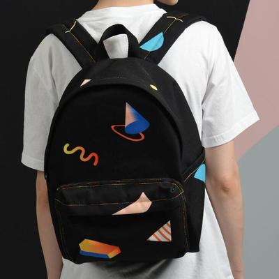Geometric aesthetics printed canvas backpack