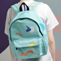 Geometric Aesthetics Printed Canvas Backpack - Thumbnail 1
