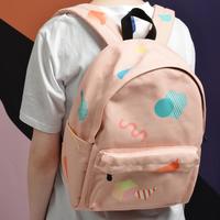 Geometric Aesthetics Printed Canvas Backpack - Thumbnail 2