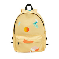 Geometric Aesthetics Printed Canvas Backpack - Thumbnail 3