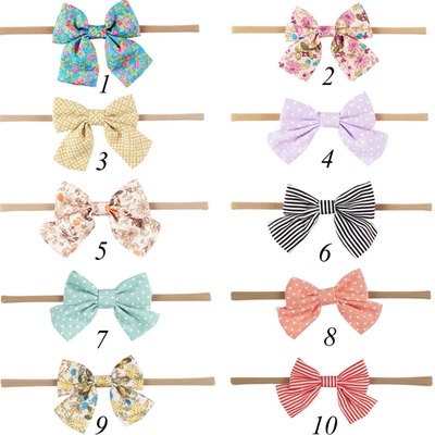 Set of 10 boutique bows with nylon bands