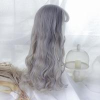 Pastel Purple Grey Ombre Long Curly Wig - Thumbnail 2