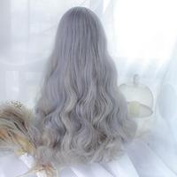 Pastel Purple Grey Ombre Long Curly Wig - Thumbnail 3