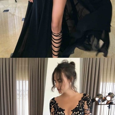 Black prom dress ,2017 prom dresses ,wedding party gown ,formal dress,sexy prom dress,lone sleeve prom dress