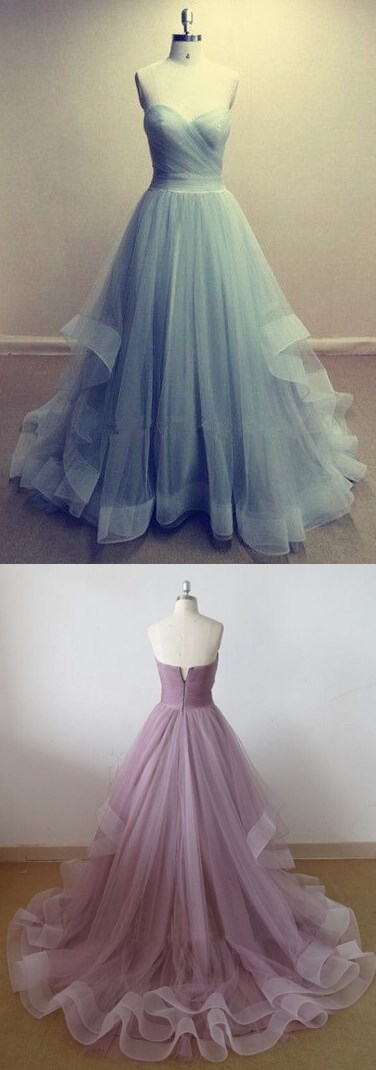 A line prom dress, simple prom dress, tulle prom dress, 2017 prom dress, elegant prom dresses, popular prom dress