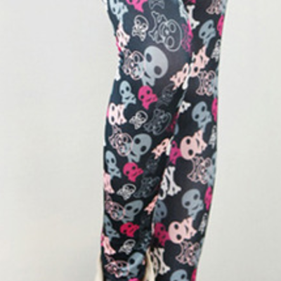Pink skull heads prints legging