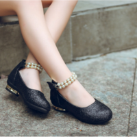 2017 autumn new children's shoes girls leather shoes bright skin princess children's high heels dance shoes shoes - Thumbnail 2