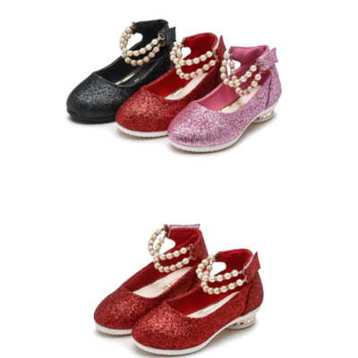 2017 autumn new children's shoes girls leather shoes bright skin princess children's high heels dance shoes shoes