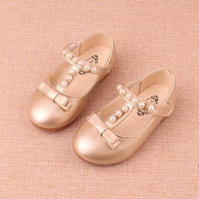 Children's shoes 2017 spring and autumn new korean girls leather shoes female baby bow princess shoes pearl magic stickers shoes