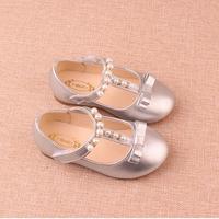 Children's shoes 2017 spring and autumn new Korean girls leather shoes female baby bow Princess shoes pearl magic stickers shoes - Thumbnail 1