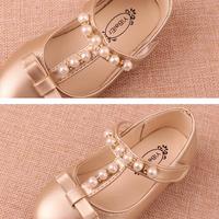 Children's shoes 2017 spring and autumn new Korean girls leather shoes female baby bow Princess shoes pearl magic stickers shoes - Thumbnail 2