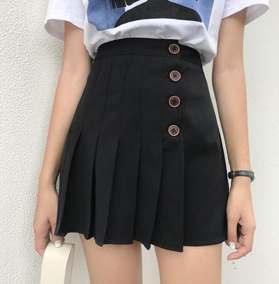 Harajuku Button Up Pleated Skirt