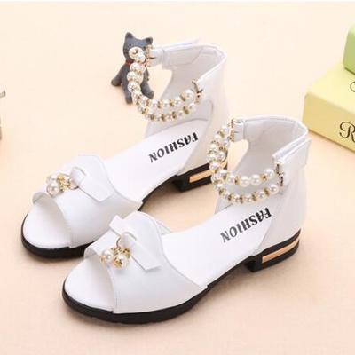 2017 summer new girl sandals big children low with princess shoes non-slip baby shoes six dance performance shoes