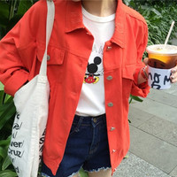 candy color demin coat - Thumbnail 2