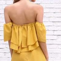 Yellow Chiffon Dress - Thumbnail 1
