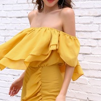 Yellow Chiffon Dress - Thumbnail 3