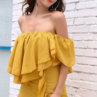 Yellow Chiffon Dress - Thumbnail 4
