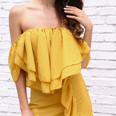 Yellow chiffon dress