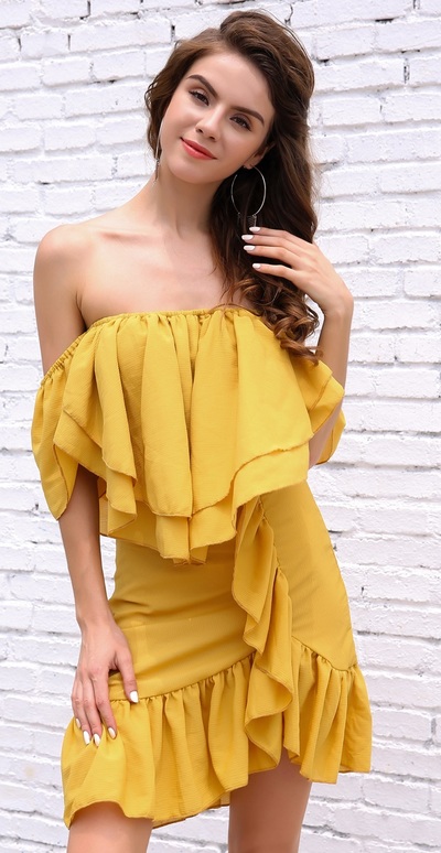 Yellow Chiffon Dress