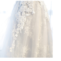 High quality gray tulle lace long prom dress, evening dress - Thumbnail 4