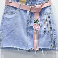 Harajuku Rose Embroidery Pink Belt - Thumbnail 1