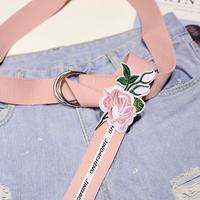 Harajuku Rose Embroidery Pink Belt - Thumbnail 2