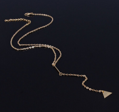 Simple Personality Geometry Triangle Tassel Gold Necklace for Women