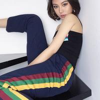 Color Block Casual Striped Pants - Thumbnail 1