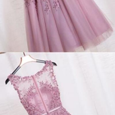 Tulle homecoming dress ,round neck homecoming dress ,sleeveless cute homecoming dress ,juniors cheap homecoming dress,short prom dress