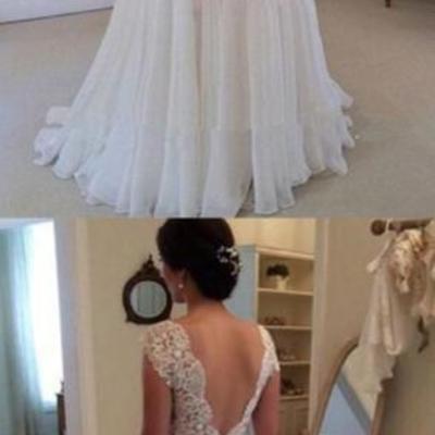 Lace wedding dress, low back prom dresses, chiffon prom dresses, sexy prom dresses,2017 prom dress