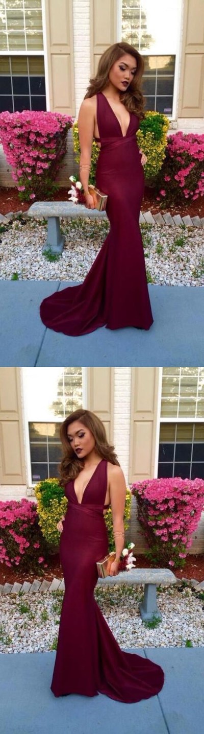 Sexy Mermaid prom dress, long prom dress, 2017 prom dress, Custom prom dress,v neck prom dress