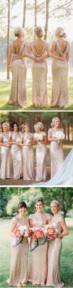 Sexy Prom Dress,Bridesmaid Dress,Gold Sequined prom dress,cheap bridesmaid dress
