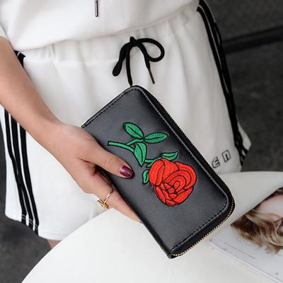 Rose embroidered purse