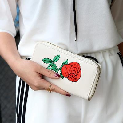 Rose embroidered purse