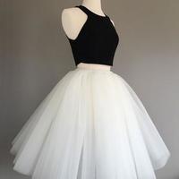 Cute tulle two pieces black and white short prom dress, tulle homecoming dress - Thumbnail 1