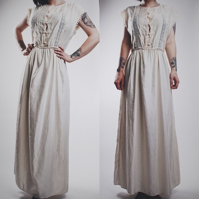 AVAILABLE - Vintage Authentic VALENTINO 1970s Bohemian Cream Maxi Down