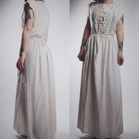 AVAILABLE - Vintage Authentic VALENTINO 1970s Bohemian Cream Maxi Down - Thumbnail 1