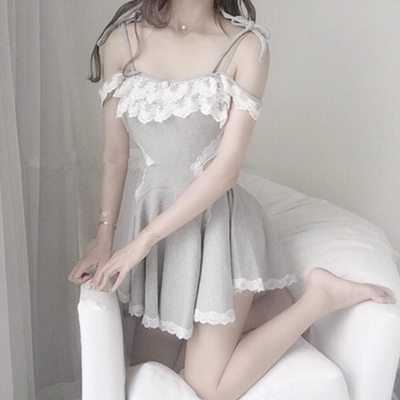 Black/grey ballet condole belt dress