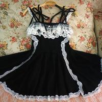 Black/Grey Ballet Condole Belt Dress - Thumbnail 3