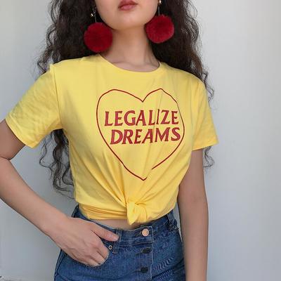 Vintage heart printed yellow t-shirt