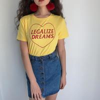 Vintage Heart Printed Yellow T-shirt - Thumbnail 1
