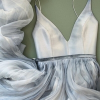 Custom made A line v neck long prom dress,v neck evening dress - Thumbnail 1