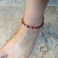 Orange Agate Anklet, Adjustable - Thumbnail 1
